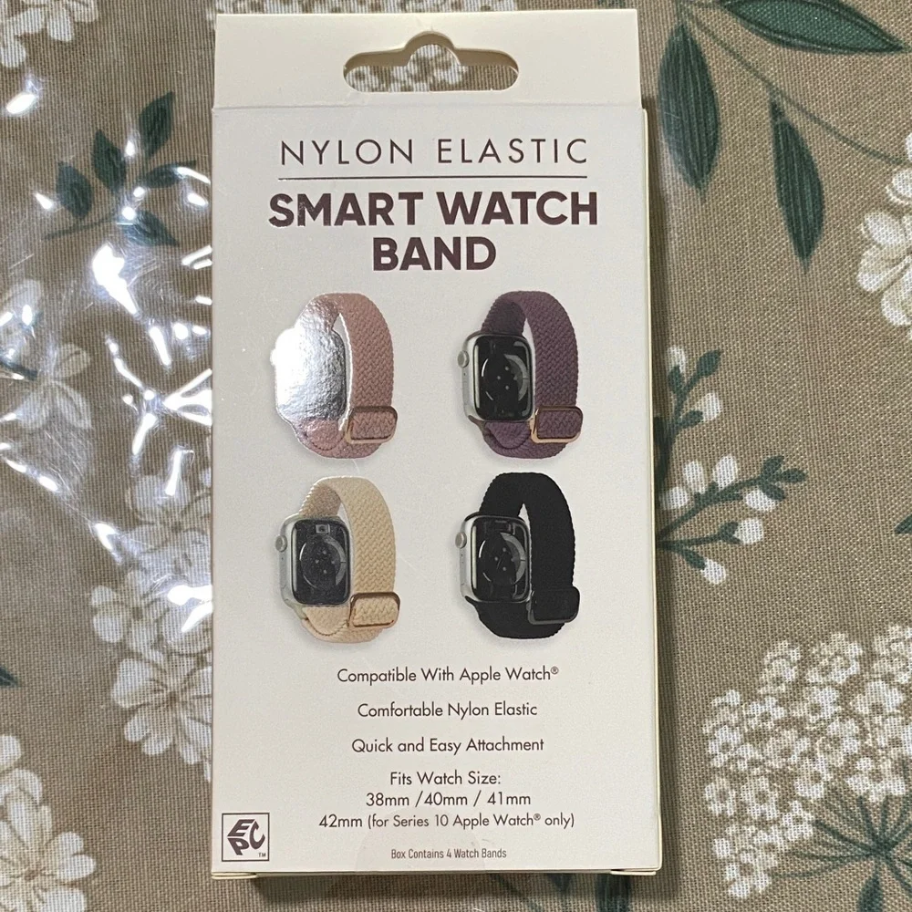 Nylon Elastic Smartwatch Band Set - Black, Brown, Tan, Cream